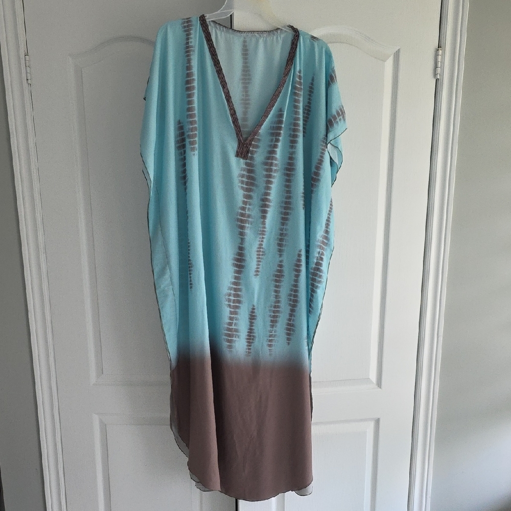 Blue and Brown Tie-Dye Kaftan